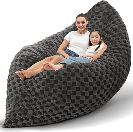 HABUTWAY Checkboard Grey Bean Bag Chair