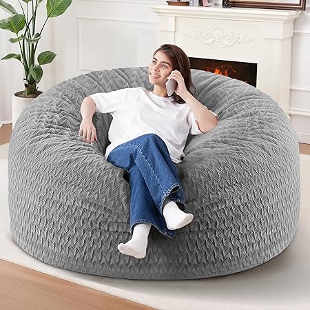 HABUTWAY Grey Chevron Bean Bag Chair