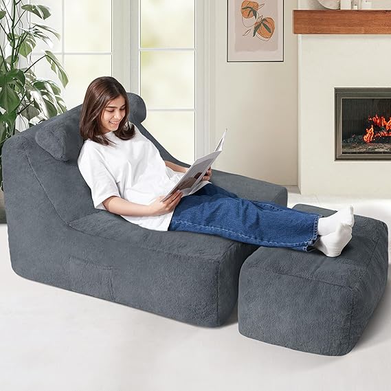 HABUTWAY Bean Bag Chair with Ottoman Storage