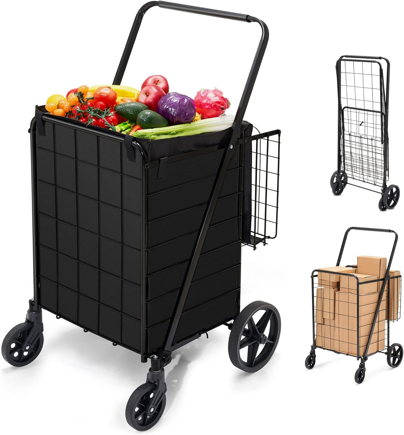 HABUTWAY Shopping Cart with 360° Rolling and Removable Bag